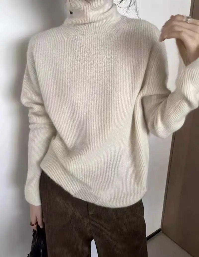 Maillard Chic™ - Pull Tricoté Laine Col Roulé Vintage