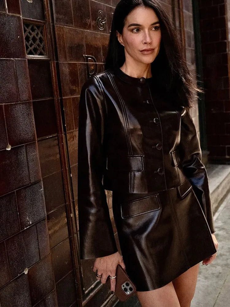 Cuir™ - Tailleur en Simili-Cuir Deux Pièces