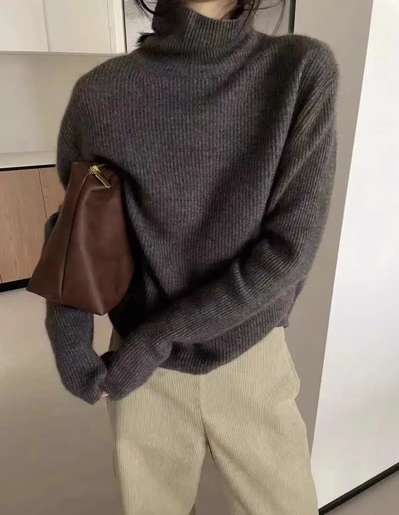 Maillard Chic™ - Pull Tricoté Laine Col Roulé Vintage