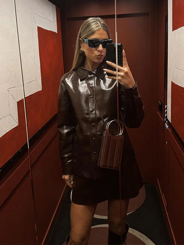 Cuir™ - Tailleur en Simili-Cuir Deux Pièces
