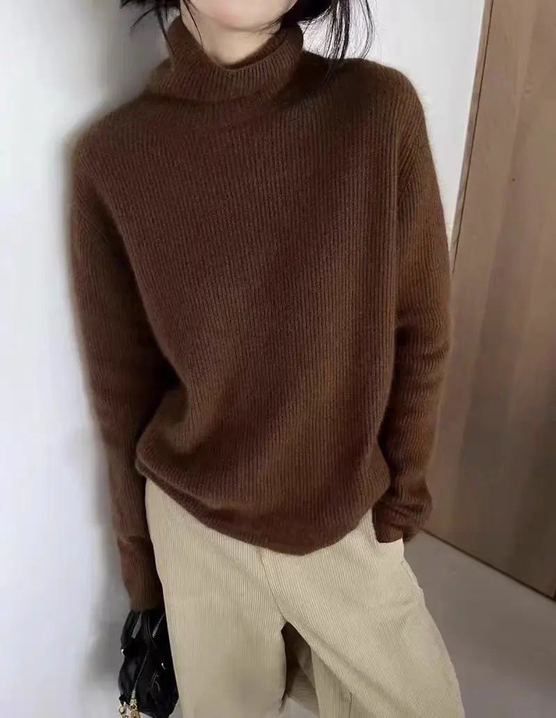 Maillard Chic™ - Pull Tricoté Laine Col Roulé Vintage