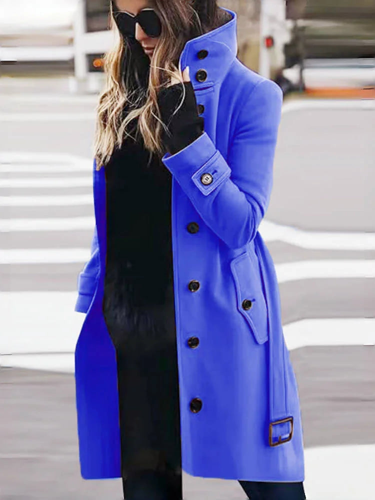 Manteau Long en Laine Mélangée