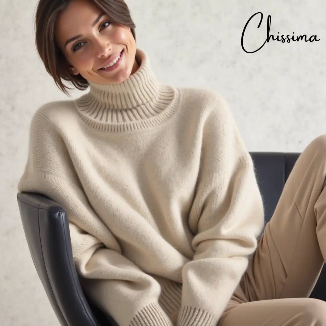 Aya Élégance™ - Pull Cachemire Col Montant