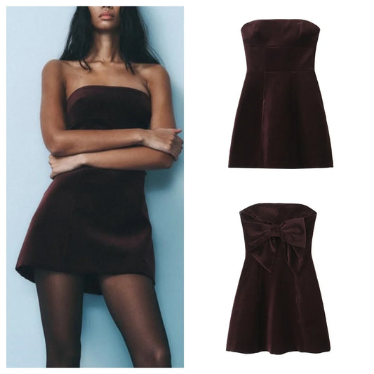 Colette™ | Robe Bustier A-line avec Nœud Décoratif